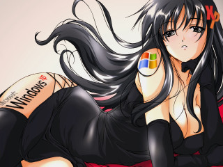Woman black hair bed computer - digital art free wallpaper