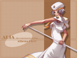 Woman white dress holding pole - art deco free wallpaper