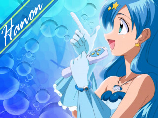 Blue hair woman microphone underwater - blue hair holding free wallpaper