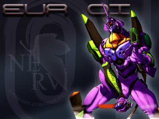 Purple robot yellow green arm - mecha free wallpaper