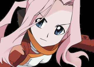 Cartoon girl pink hair blue - a sword free wallpaper