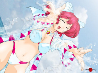 Redhair bikini posing ayako rayonism - official art free wallpaper for desktop