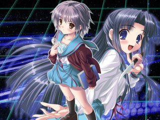 Anime girls blue eyes starry - a hologram free wallpaper for desktop