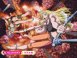 Woman girl swords fireworks autumn - a cartoon of a woman free wallpaper