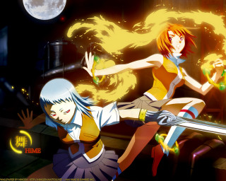 Anime fighting fullmoon fire sword - concept art free wallpaper