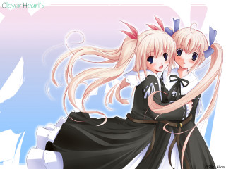 Anime girls hugging blonde pink - pink eye free wallpaper