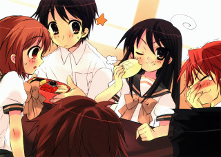 Group eating coffee anime shana - a manga drawing free wallpaper for desktop