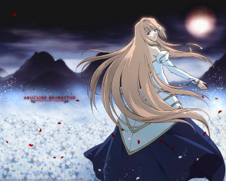 Woman snow moon flowers anime - neoromanticism free wallpaper