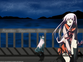 Woman cat sidewalk night moon - a storybook illustration free wallpaper