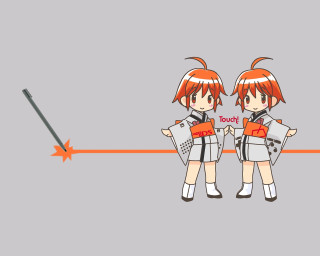 Anime girls swords symmetrical kimono - the picture free wallpaper