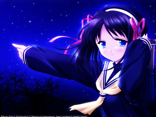 Anime girl long hair black 2 - her free wallpaper