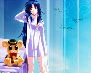 Blue haired girl teddy bear - perfect free wallpaper