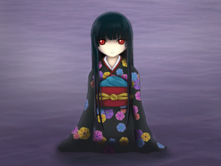 Woman kimono water purple flowers - a woman in a kimono free wallpaper