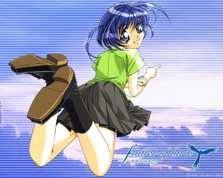 Girl flying backpack bluehair striped - a backpack free wallpaper