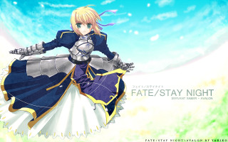 Anime saber armor blonde sky - a sword free wallpaper for desktop