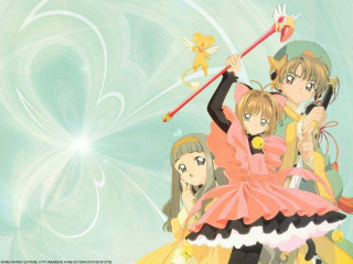 Anime girls star background magic - a pole free wallpaper
