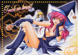Witch ghost cat bed halloween - official art free wallpaper for desktop