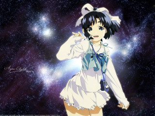 Girl white dress starry space - a blue ribbon free wallpaper