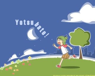 Yotsu na girl running grass - the background free wallpaper for desktop