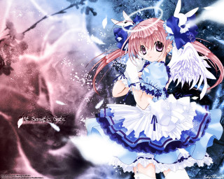 Anime girl blue dress angel 2 - a white angel free wallpaper