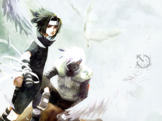 Anime couple bench wings bird - a couple of anime characters sitting next free wallpaper