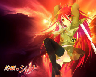 Anime girl red hair sword - background free wallpaper