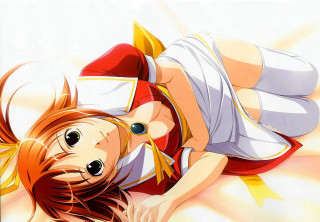 Girl white shirt red skirt - a yellow ribbon free wallpaper