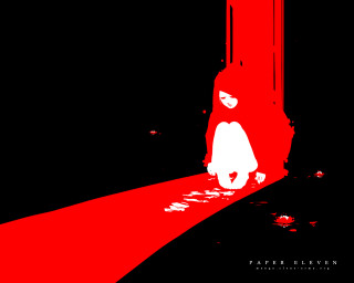 Red hallway blood silhouette holography - paper texture free wallpaper