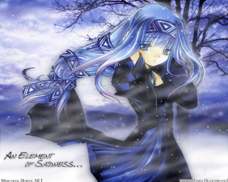 Woman blue dress snowy night - gothic free wallpaper for desktop