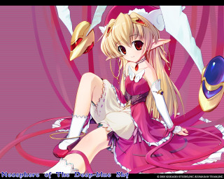Anime girl pink dress hat - her head and a sword free wallpaper