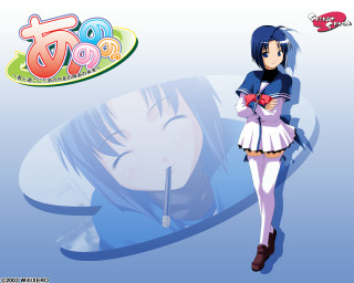 Girl blue sailor skirt bow - a sign free wallpaper