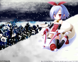 Cartoon girl sled snow aurora - a cartoon girl free wallpaper