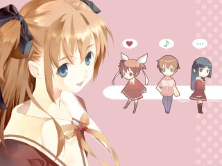 Girl bow cat background anime - other girl free wallpaper
