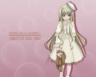Girl cat white dress bubbles - bubble free wallpaper