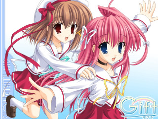 Pink haired anime girls hug - pink hair free wallpaper