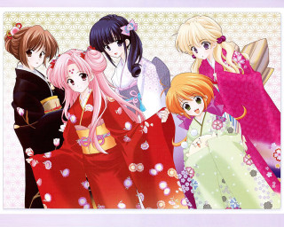 Anime girls geisha kimono floral - traditional free wallpaper
