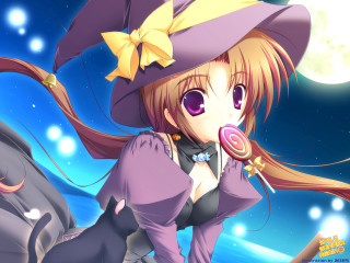 Girl purple lollipop hat cat - a lollipop free wallpaper