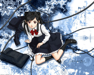 Girl schooluniform suitcase backpack blue - a girl in a school uniform free wallpaper