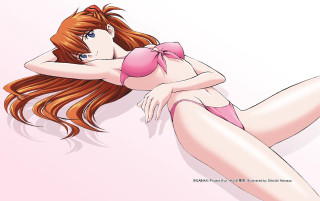 Pink bikini woman laying gradient - a pink surface free wallpaper