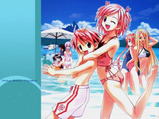 Beach girls bathing suits umbrella - a group of girls free wallpaper
