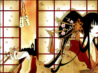 Woman kimono fan flower butterfly - a woman in a kimono free wallpaper