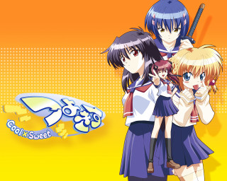 Anime girls guns blue orange - background free wallpaper