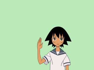 Cartoon girl black hair white 2 - net art free wallpaper