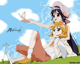 Anime girls butterfly outdoors sky - the sky above them free wallpaper