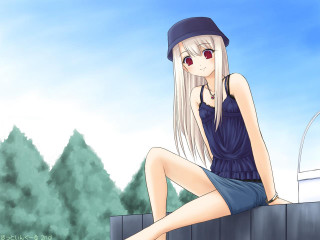 Girl fence hat blue dress - a fence free wallpaper