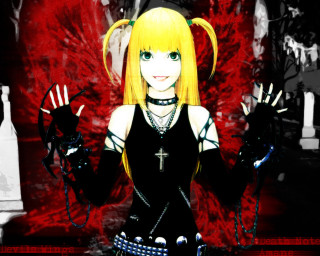 Blonde girl gloves red background - anime style free wallpaper