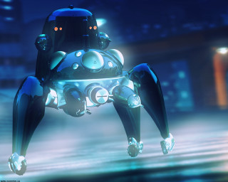Robot street night city lit - c4d free wallpaper