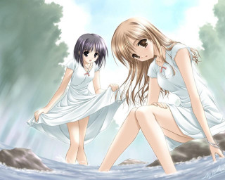 Anime girls white dresses water - white dress free wallpaper