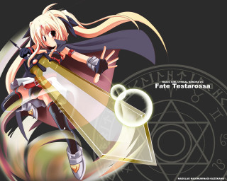 Girl sword light face black - a white circle free wallpaper