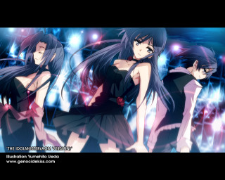 Anime girls blue background lights - holography free wallpaper